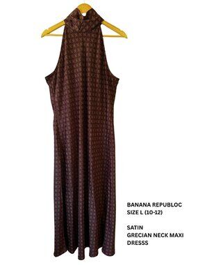 Banana Republic Satin Grecian Neck Maxi Dress – Size L